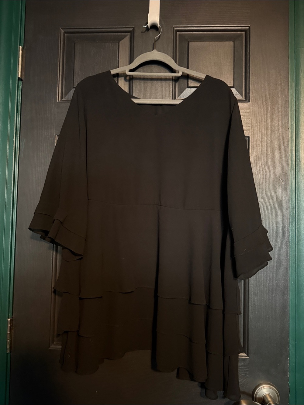 Chic Soul Black Layered Ruffle Blouse